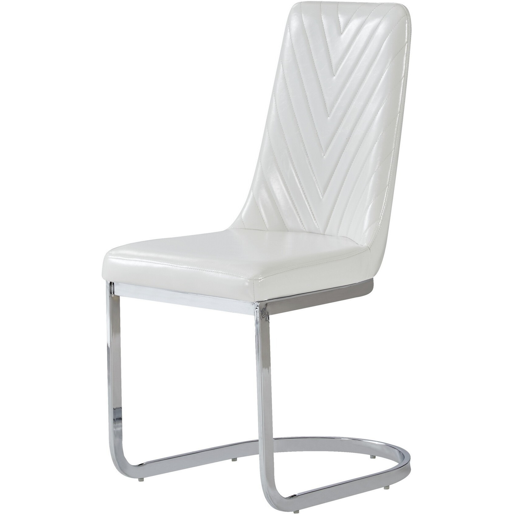 Set Of 2 Modern White Dining Chairs With Horse Shoe Style Metal Base
