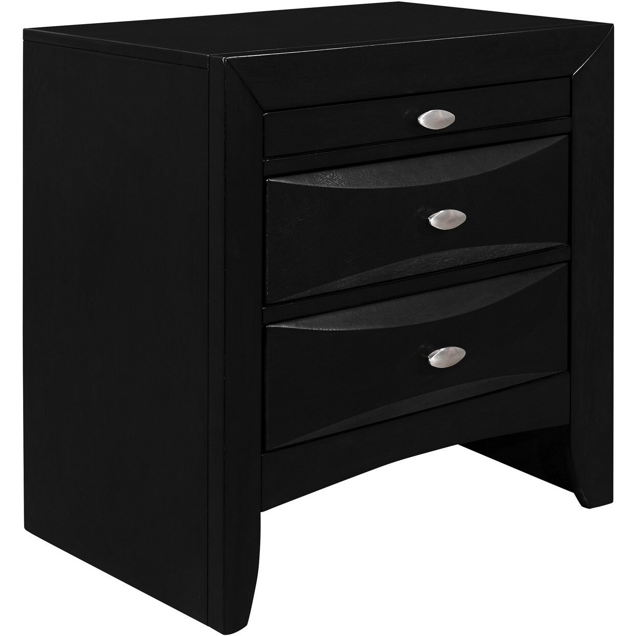 Black Nightstand With 2 Chambered Drawer