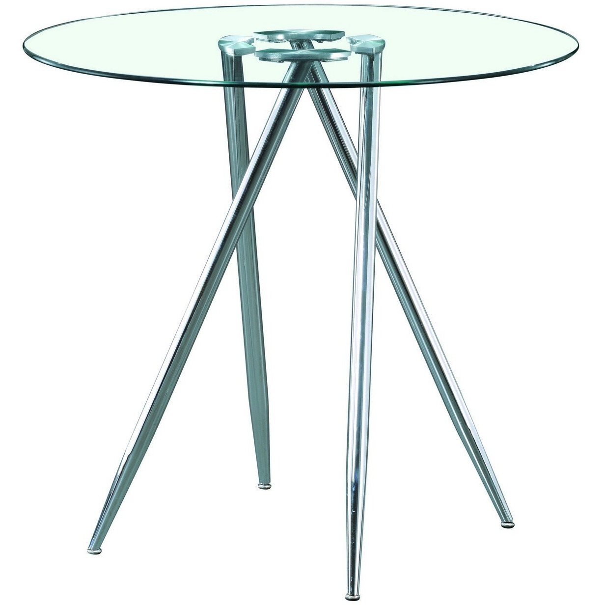 Chrome Metal Legs Bar Table With Round Tempered Glass Top