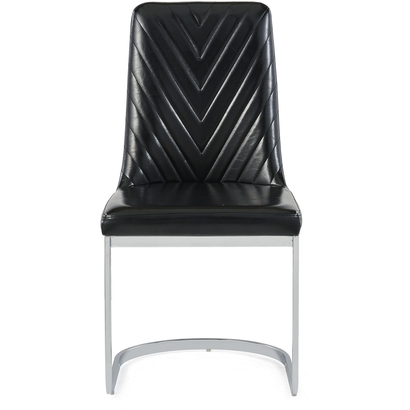 Set Of 2 Modern Black Dining Chairs With Horse Shoe Style Metal Base