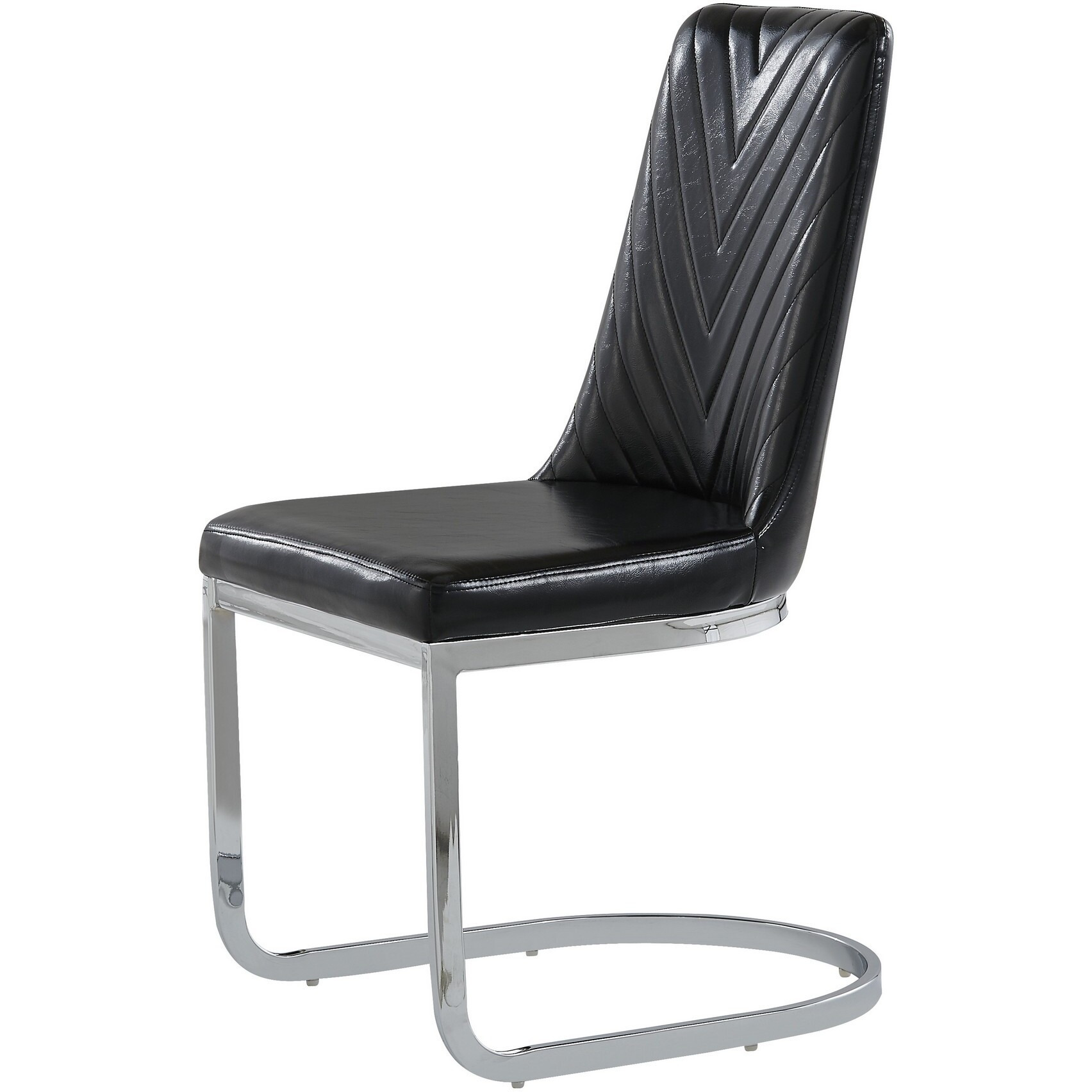 Set Of 2 Modern Black Dining Chairs With Horse Shoe Style Metal Base
