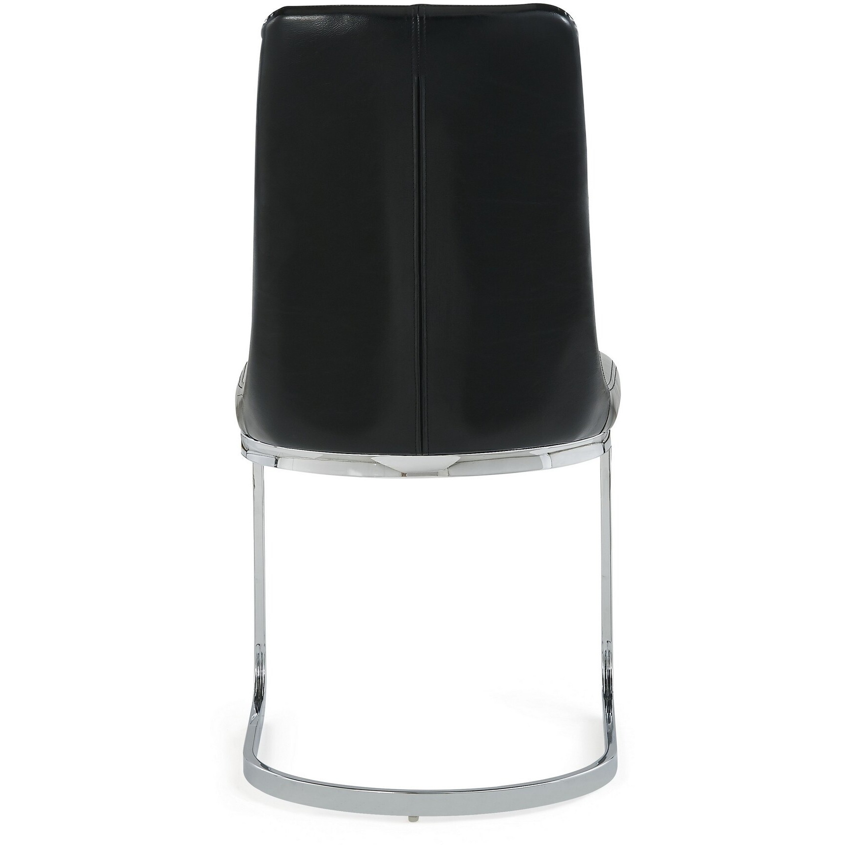 Set Of 2 Modern Black Dining Chairs With Horse Shoe Style Metal Base