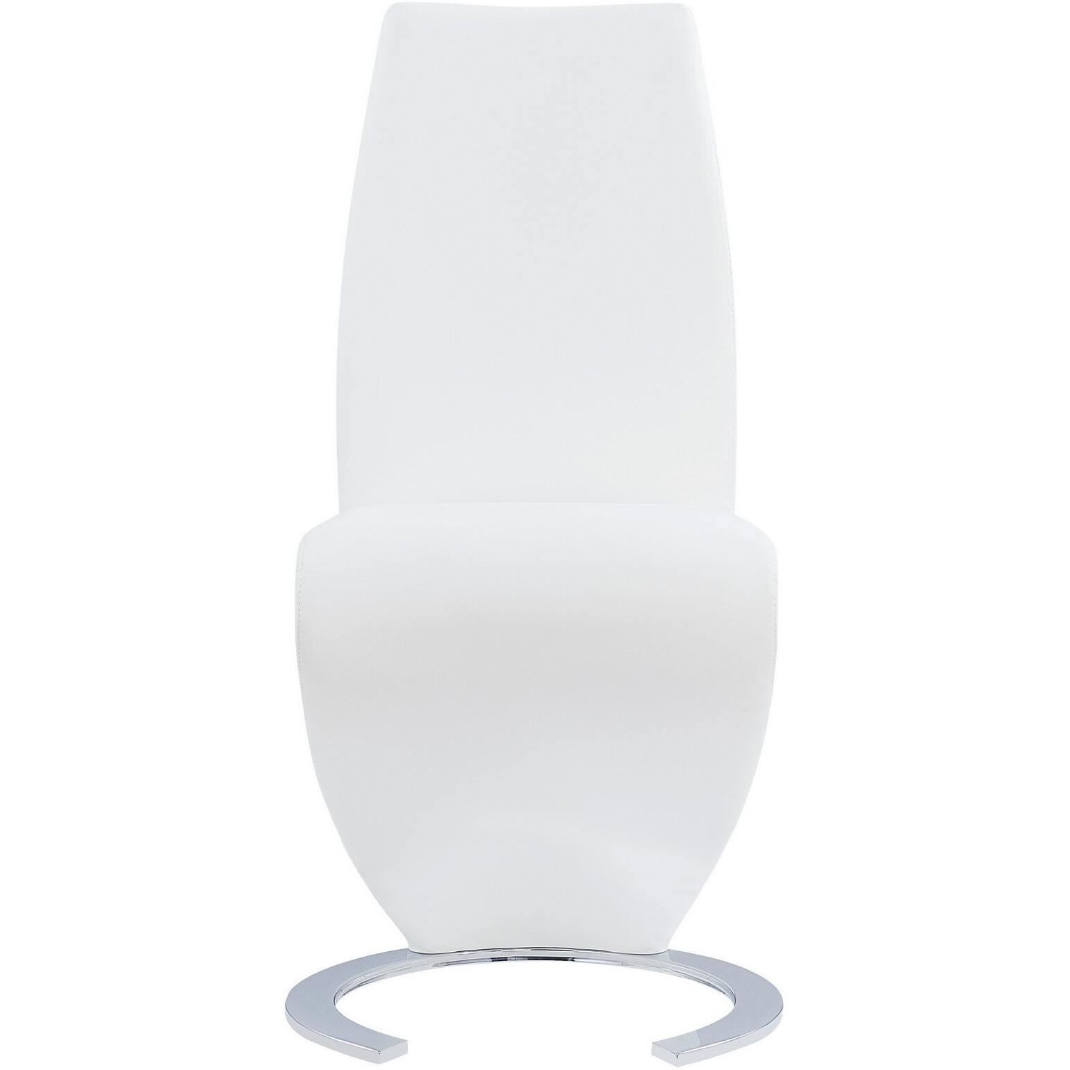 Set Of 2 White  Z Shape Design Dining Chairs With Horse Shoe Shape Base