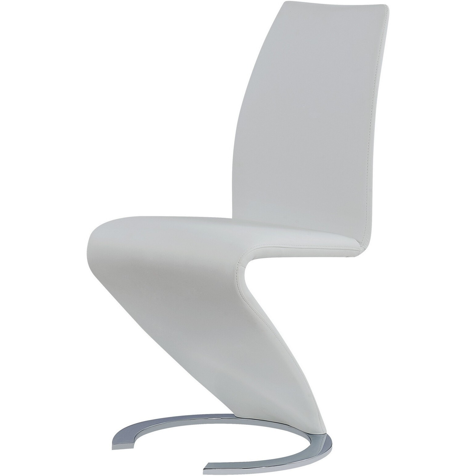 Set Of 2 White  Z Shape Design Dining Chairs With Horse Shoe Shape Base