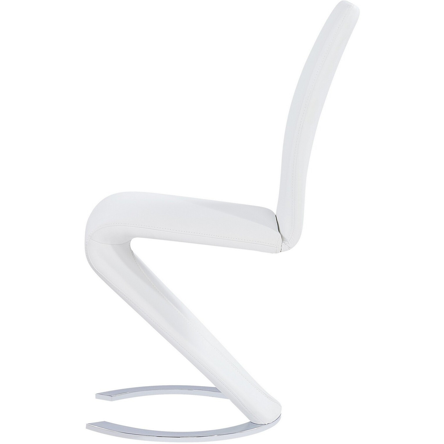 Set Of 2 White  Z Shape Design Dining Chairs With Horse Shoe Shape Base