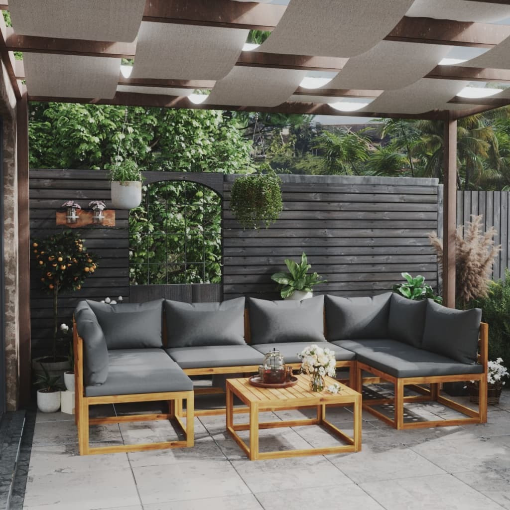 Vidaxl 7 Piece Patio Lounge Set With Cushion Solid Acacia Wood