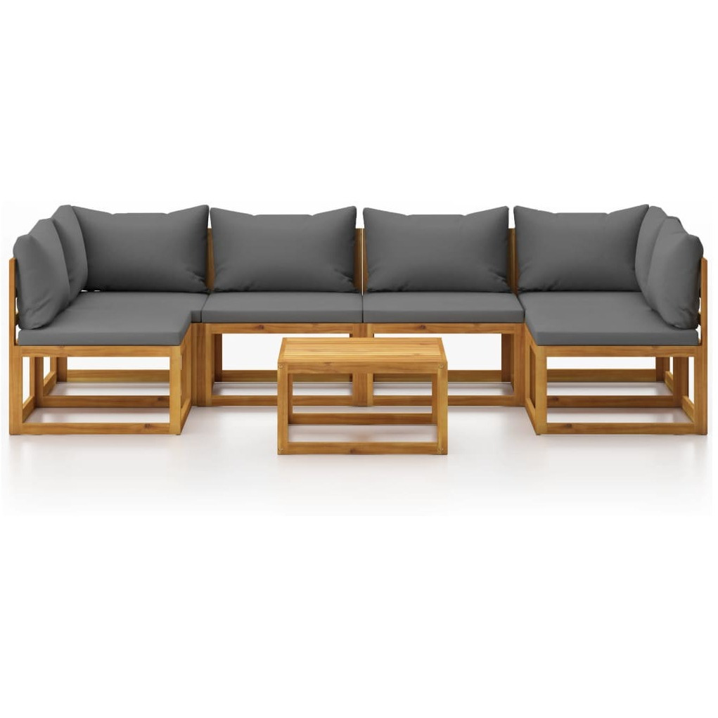 Vidaxl 7 Piece Patio Lounge Set With Cushion Solid Acacia Wood