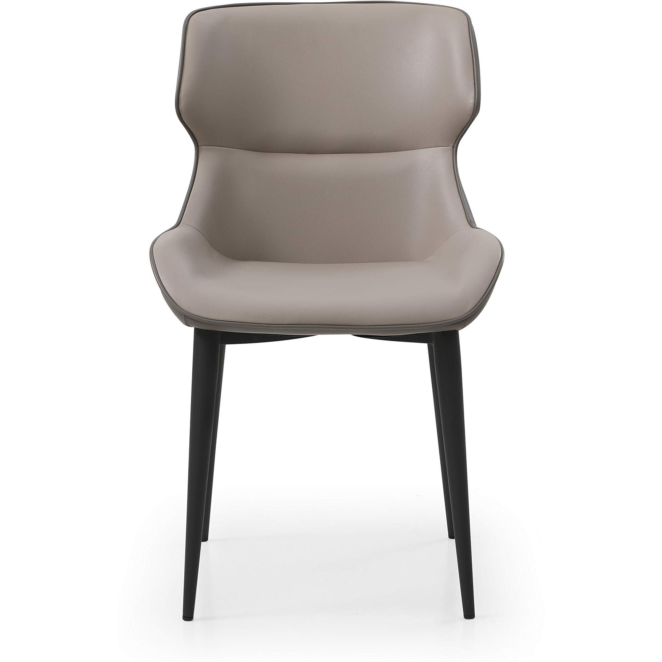 Morocco Dining Chair  Light Gray Faux Leather In The Front  Warm Dark Gray On The Back  Sanded Black Steel Base Legs