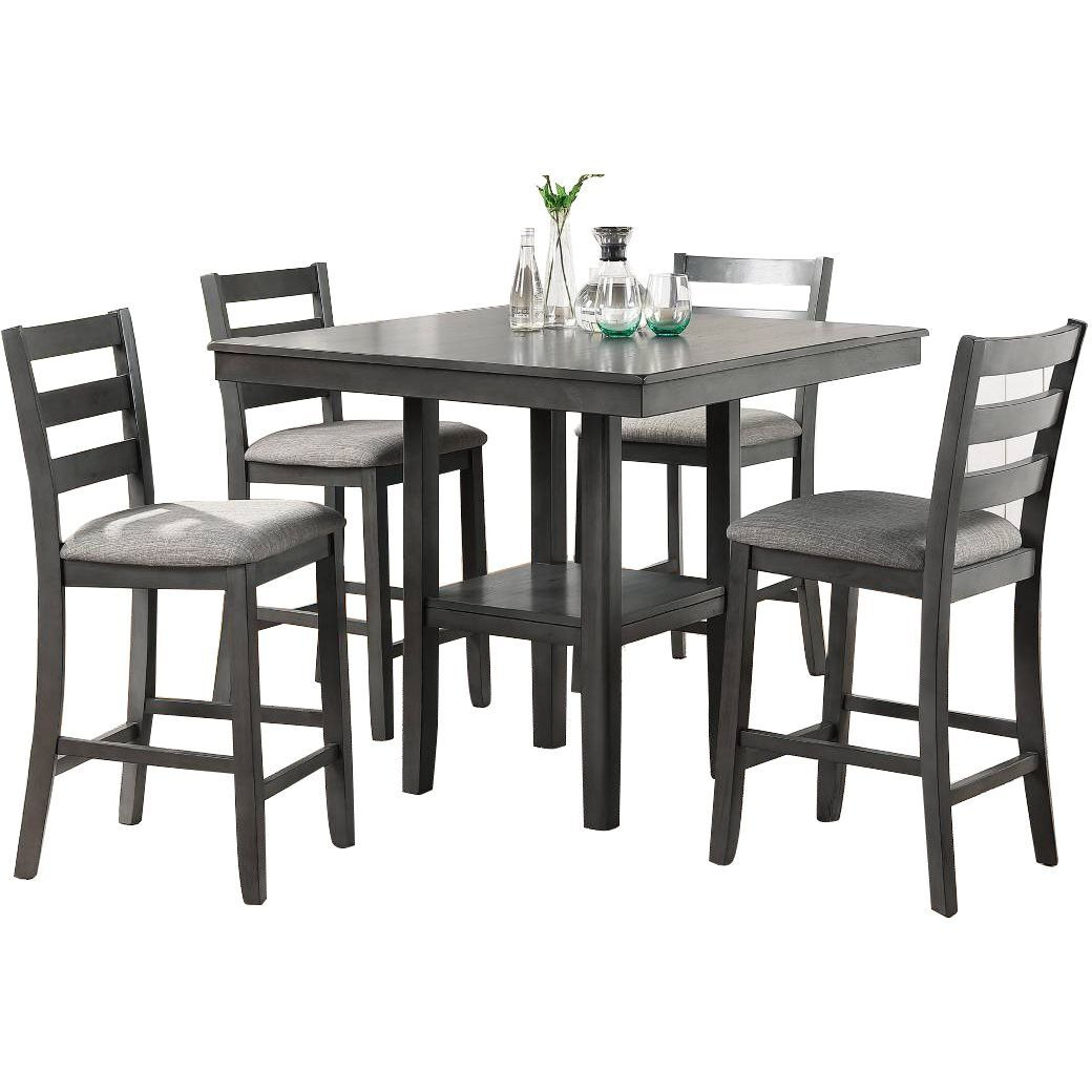 5 Piece Counter Height Dining Set In Grey(D0102H716V6)