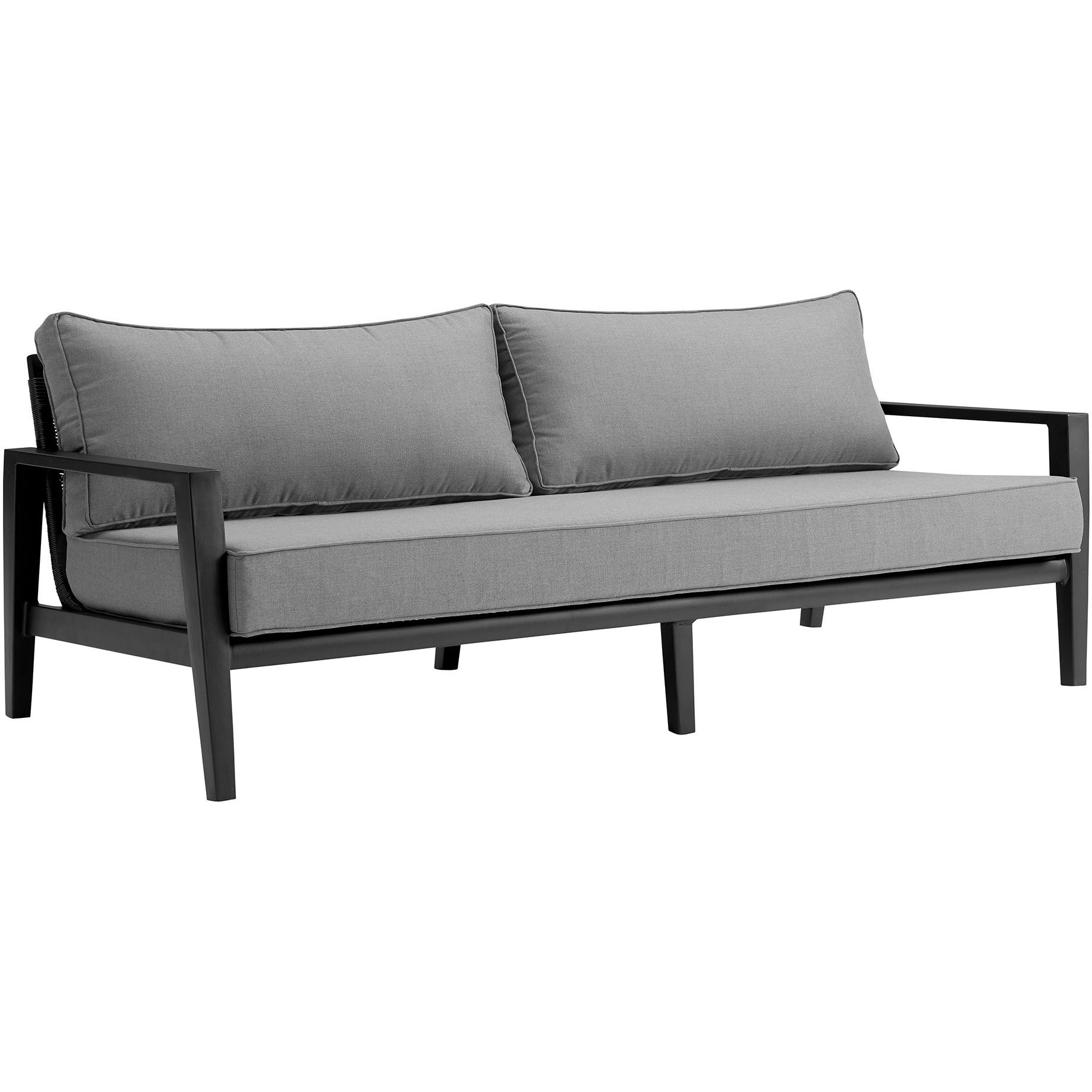 Cayman 4 Piece Black Aluminum Outdoor Seating Set With Dark Gray Cushions