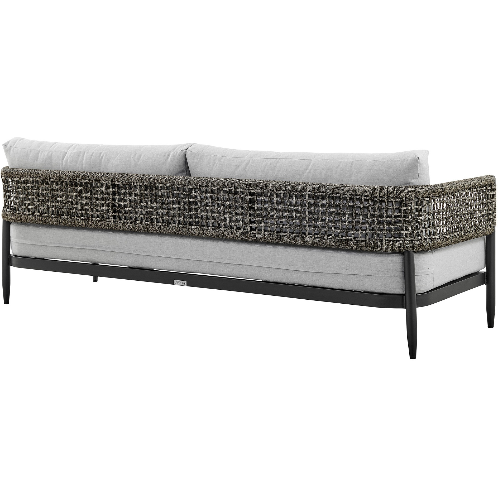 Alegria 4 Piece Outdoor Black Aluminum & Rope Conversation Set With Light Gray Fabric Cushions