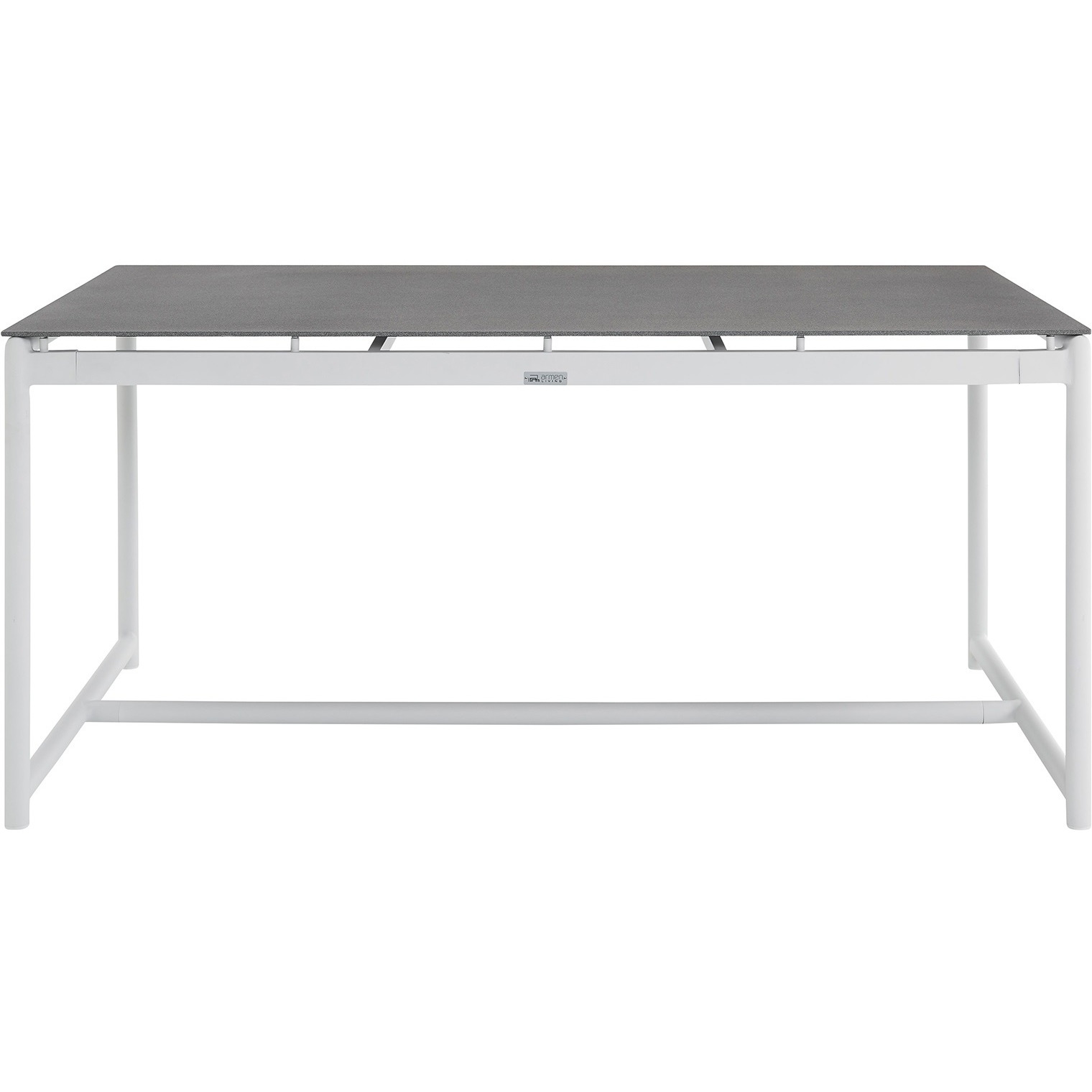 Crown White Aluminum And Teak Outdoor Dining Table With Stone Top
