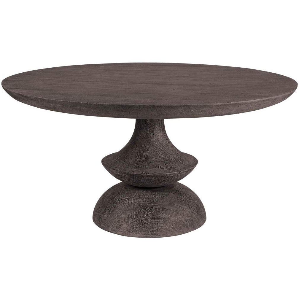 60"" Round Charcoal Gray Solid Wood Table Top And Base Dining Table