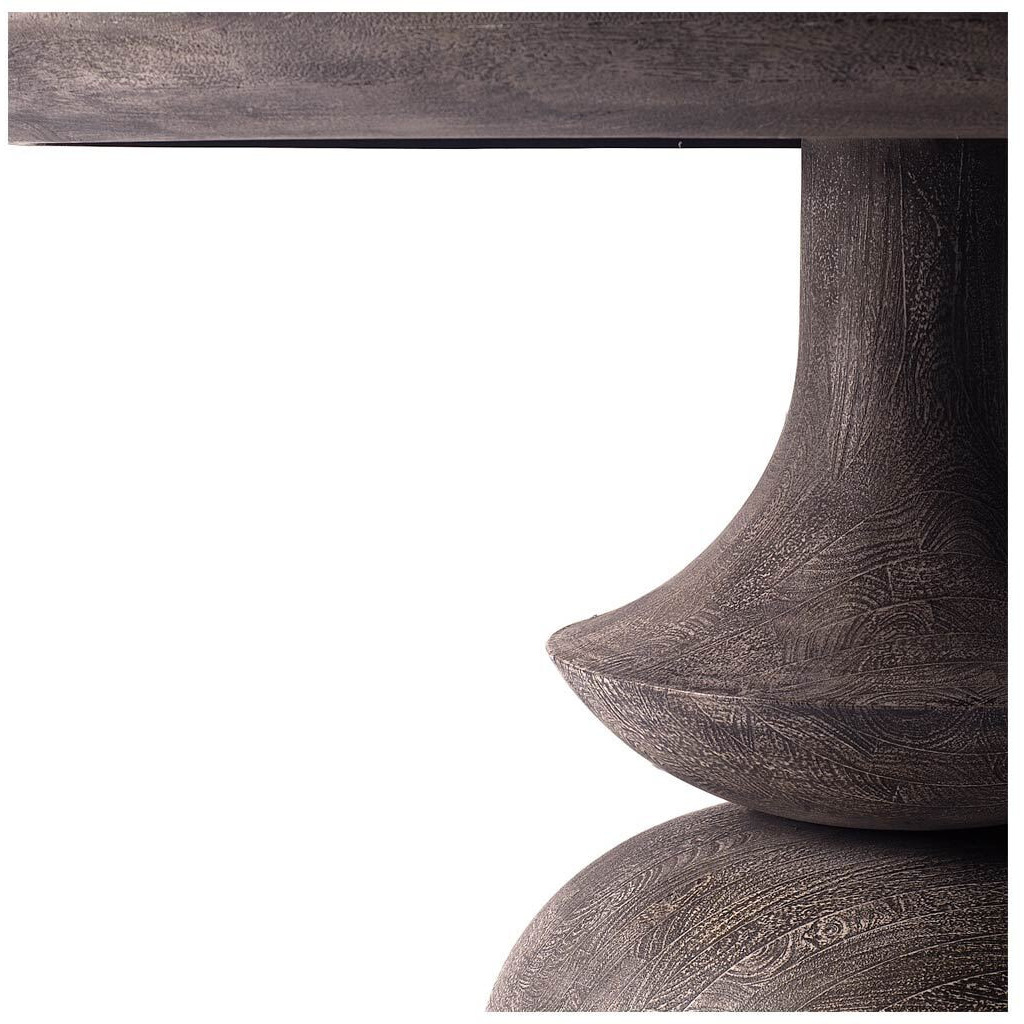60"" Round Charcoal Gray Solid Wood Table Top And Base Dining Table