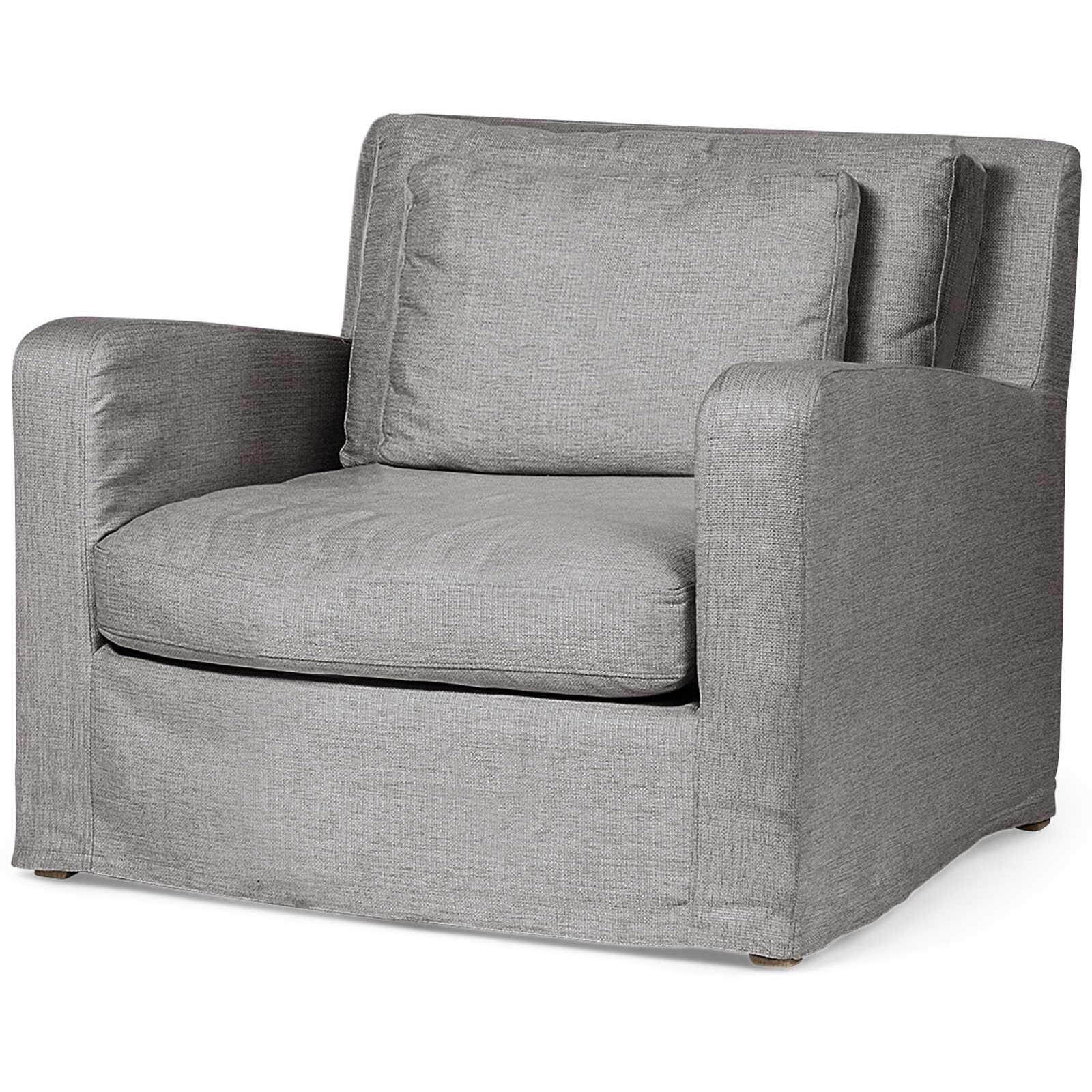 Flint Gray Slipcover Upholstered Fabric Seating  Wide Accent Chair With Wooden Frame And Legs