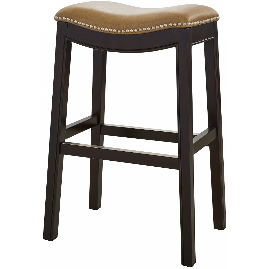 30"" Espresso And Carmel Saddle Style Counter Height Bar Stool