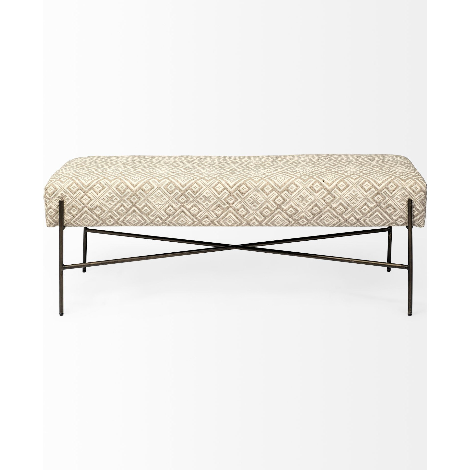 Rectangular Metalblack Metal Base Cream Uphpolstry Accent Based