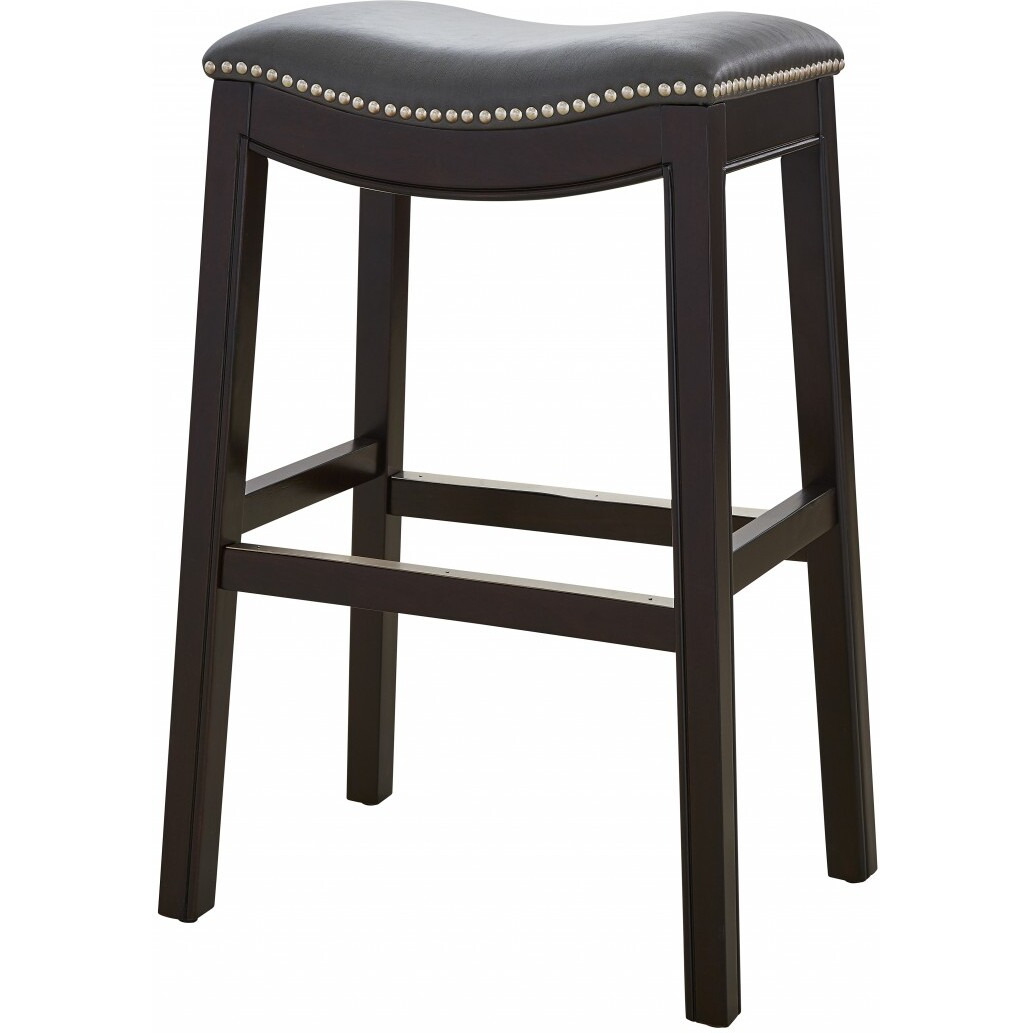 30"" Espresso And Gray Saddle Style Counter Height Bar Stool