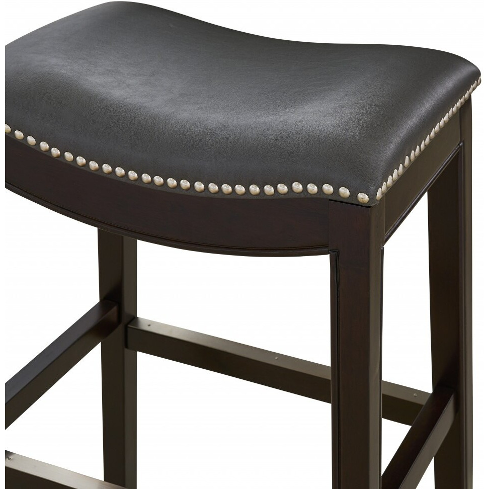 30"" Espresso And Gray Saddle Style Counter Height Bar Stool