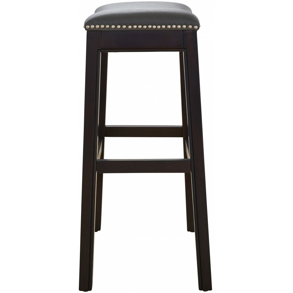 30"" Espresso And Gray Saddle Style Counter Height Bar Stool