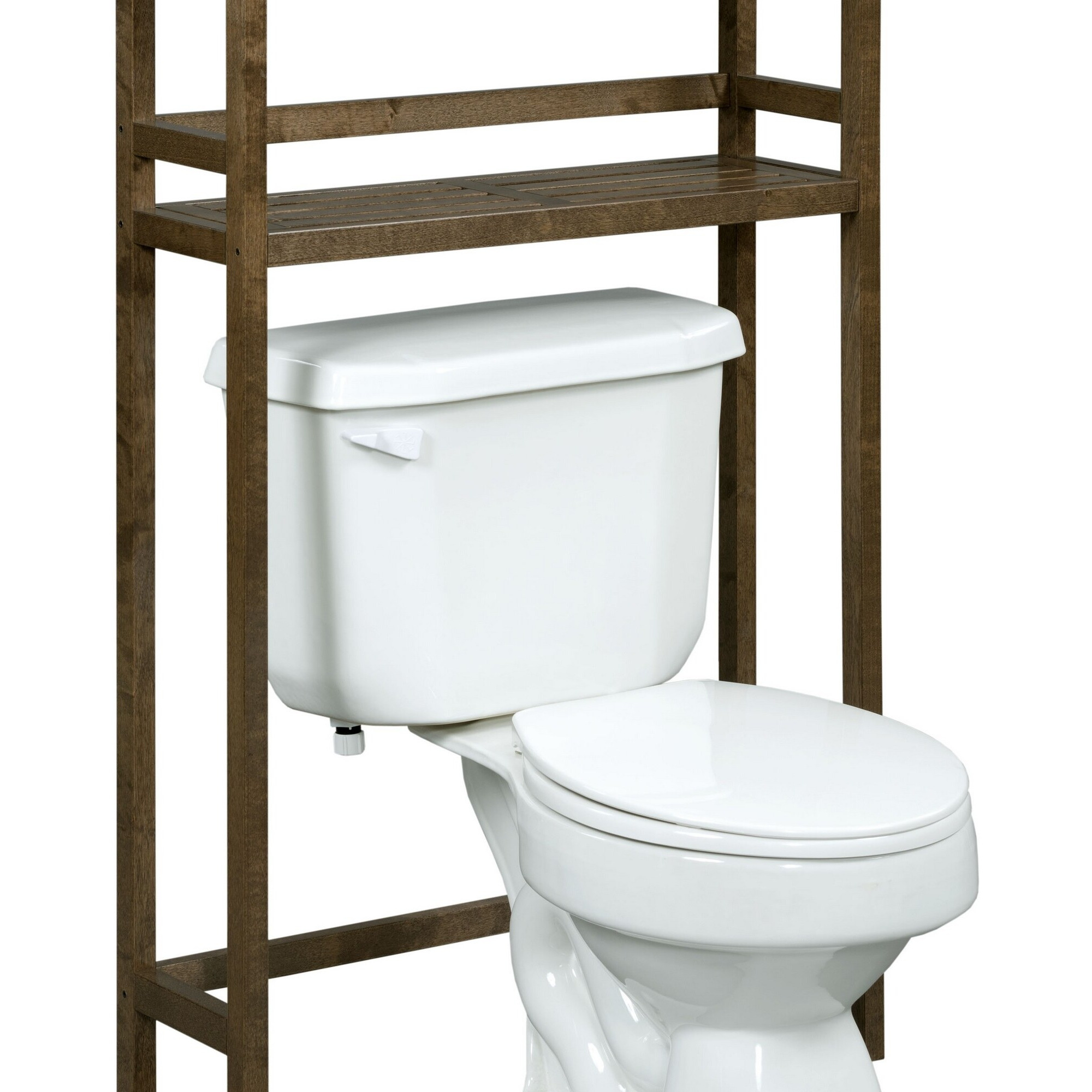 48"" Chestnut Finish 2 Tier Solid Wood Over Toilet Organizer