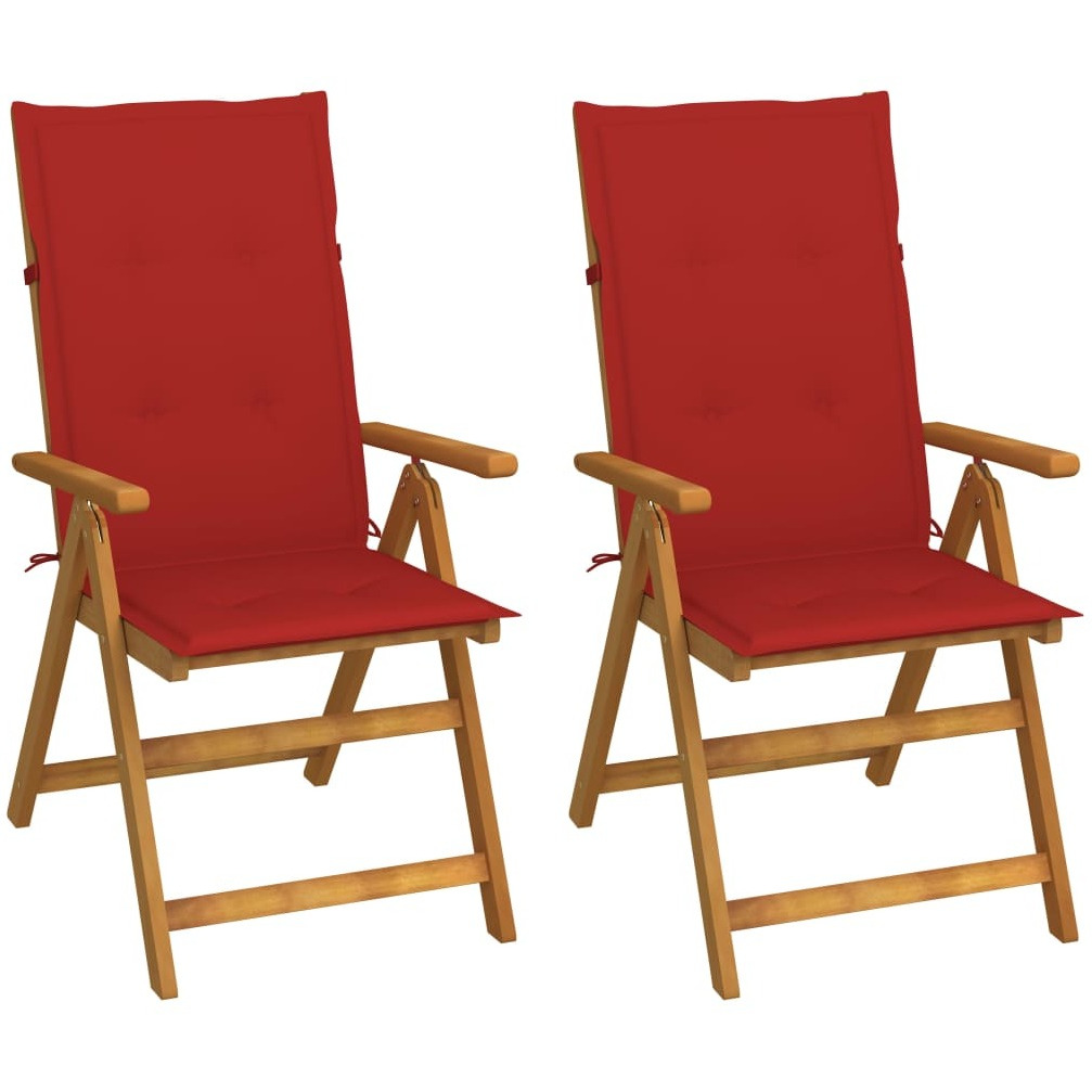 Vidaxl Patio Reclining Chairs 2 Pcs With Cushions Solid Acacia Wood