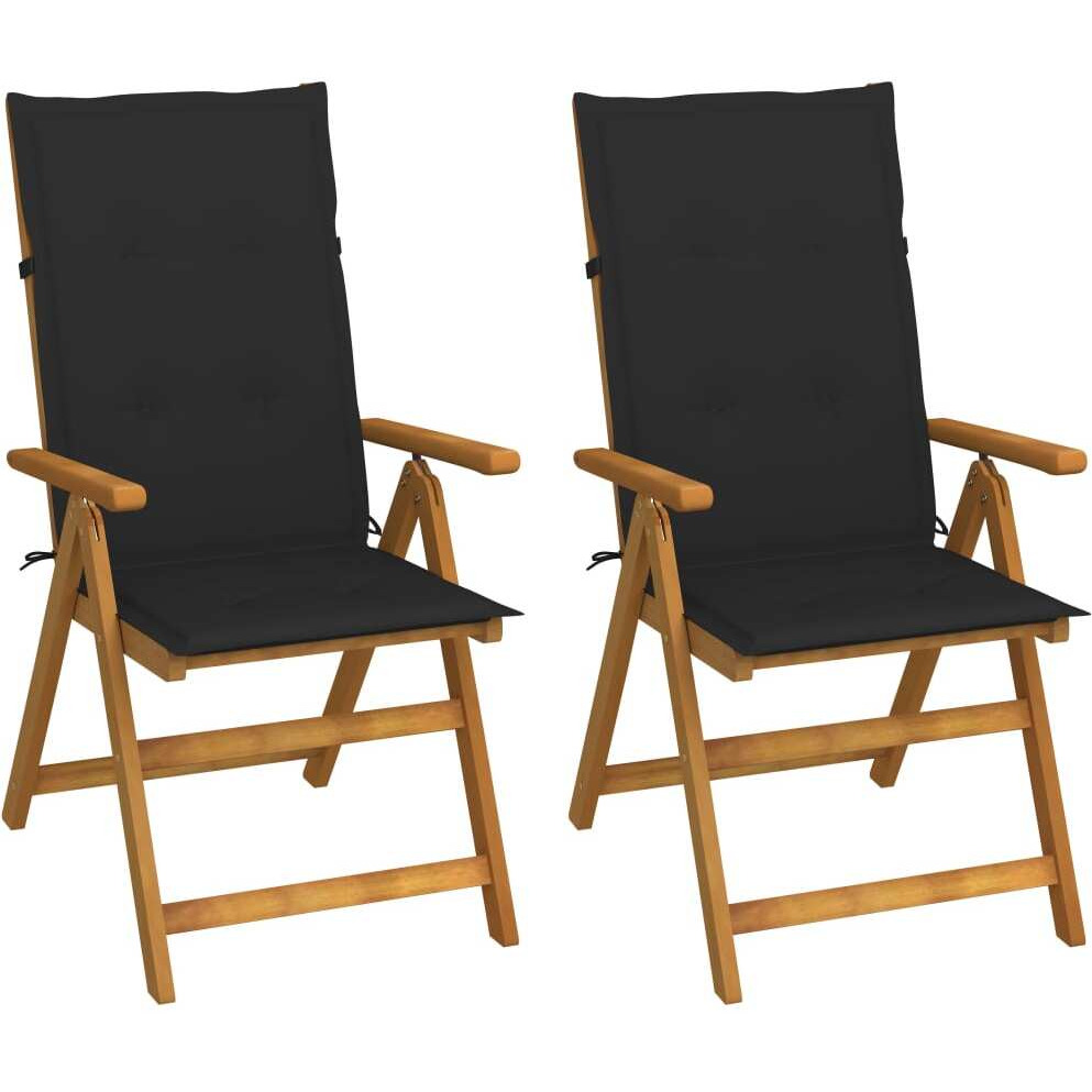 Vidaxl Patio Reclining Chairs 2 Pcs With Cushions Solid Acacia Wood
