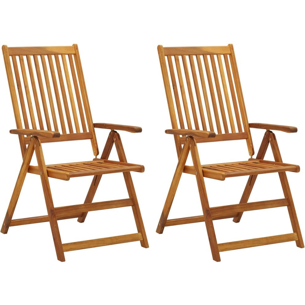 Vidaxl Patio Reclining Chairs 2 Pcs With Cushions Solid Acacia Wood