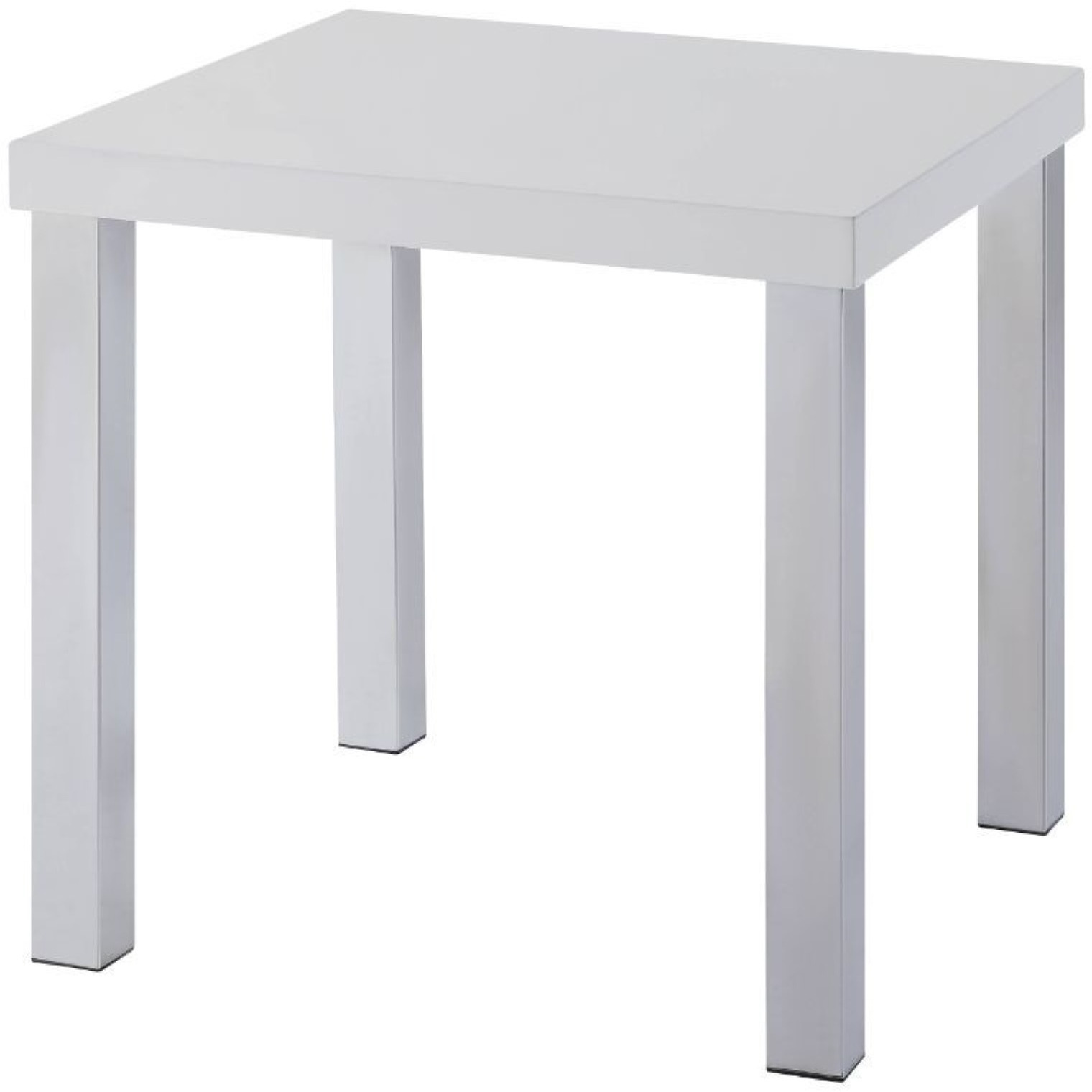 End Table  White High Gloss & Chrome