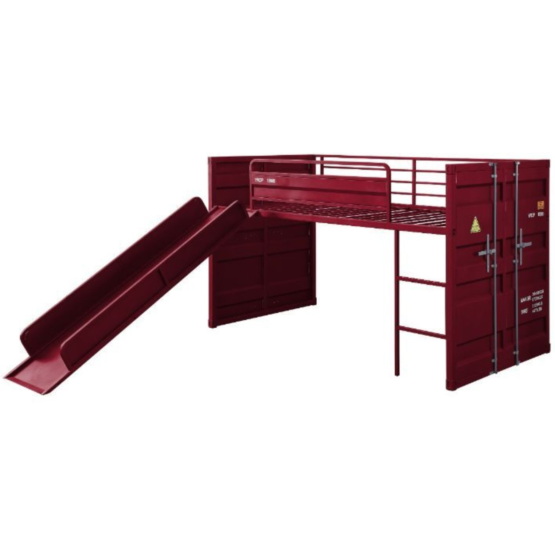 Acme Cargo Twin Loft Bed W/Slide  Red Finish