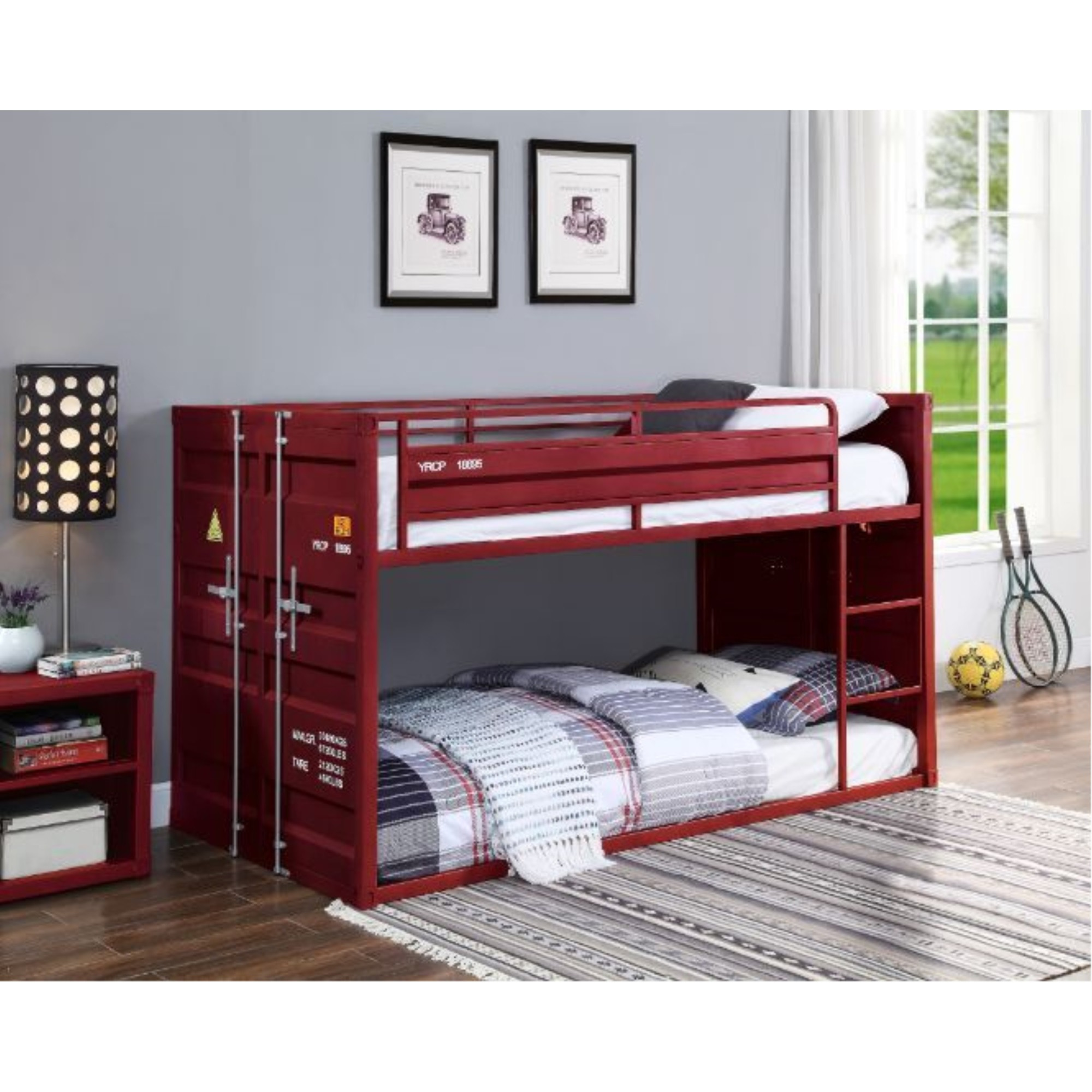 Twin/Twin Bunk Bed  Red Finish