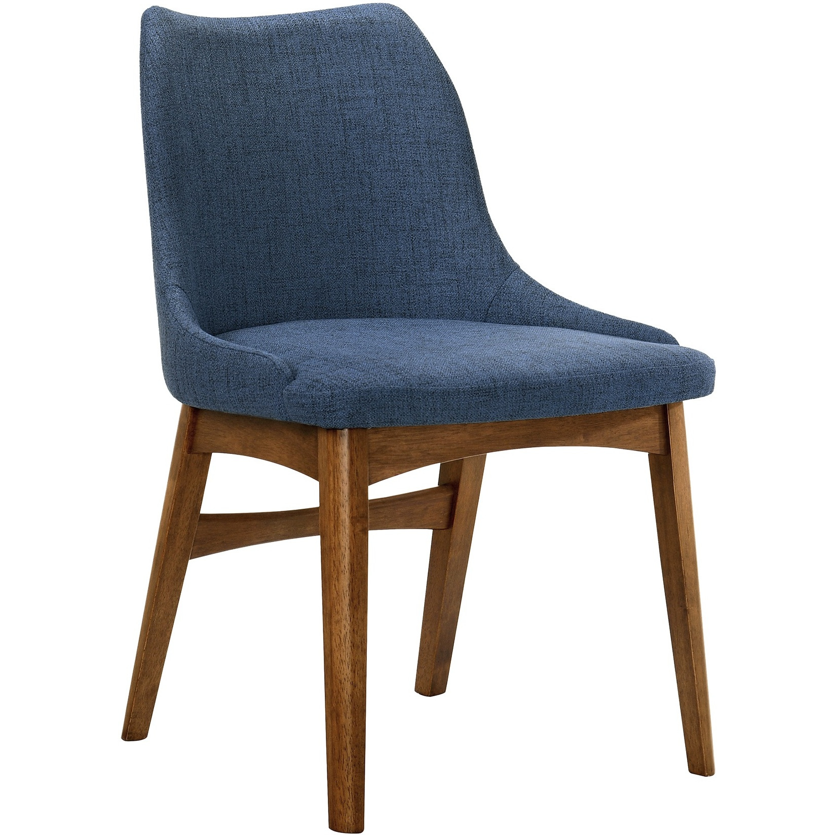 Azalea Blue Fabric And Walnut Wood Dining Side Chairs - Set Of 2