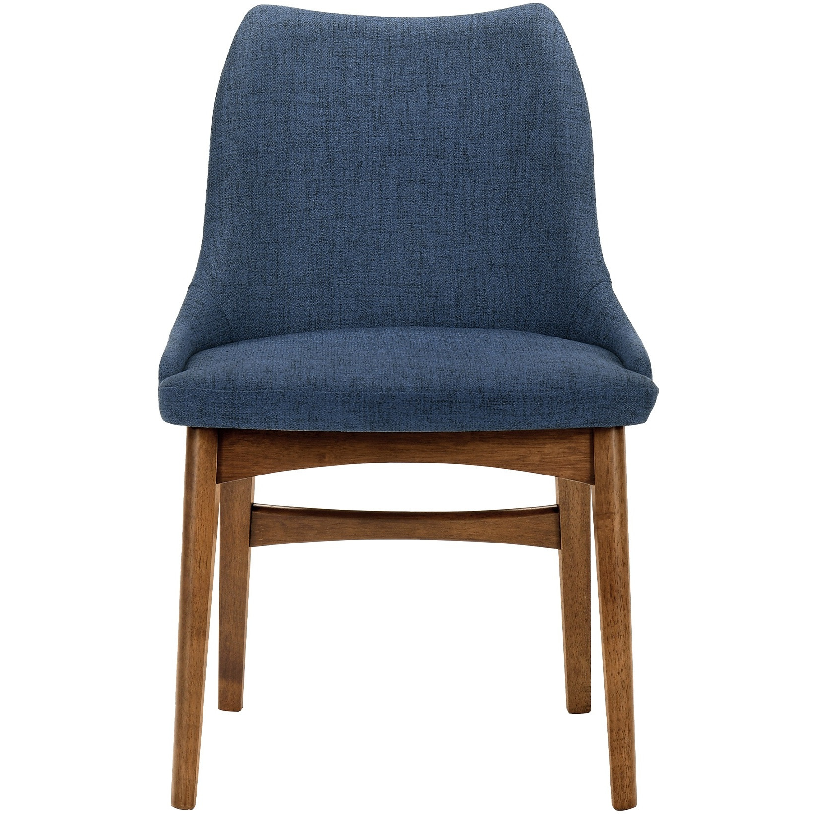 Azalea Blue Fabric And Walnut Wood Dining Side Chairs - Set Of 2