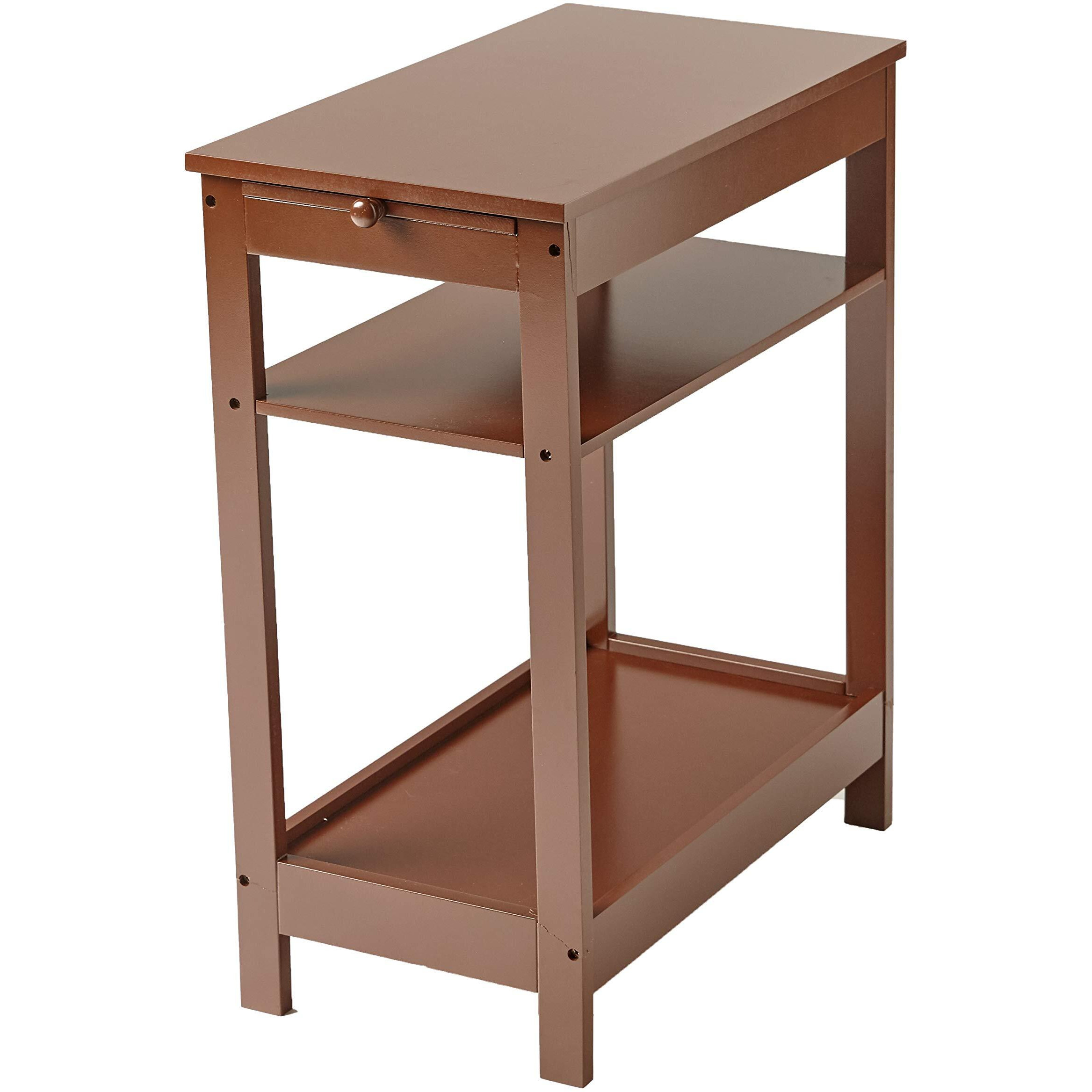 Side Table With Extension Shelf - Walnut