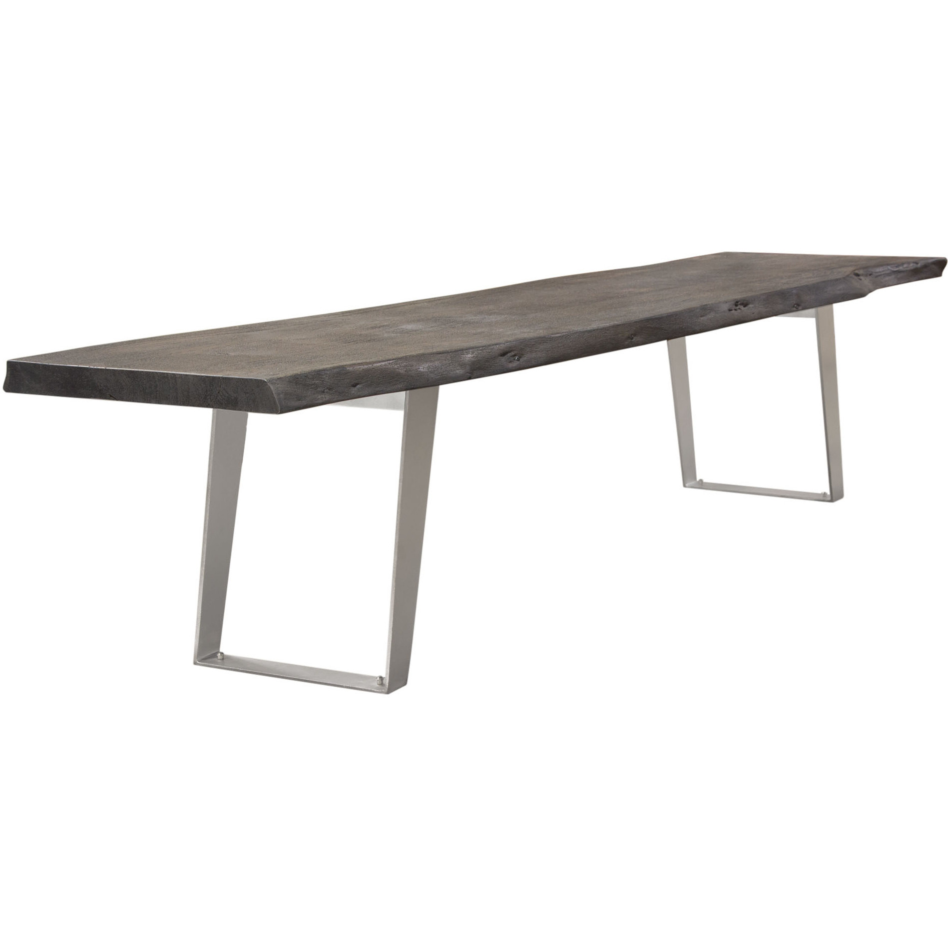 Titan Solid Acacia Wood Accent Bench In Espresso Finish W/ Silver Metal Inlay & Base By Diamond Sofa