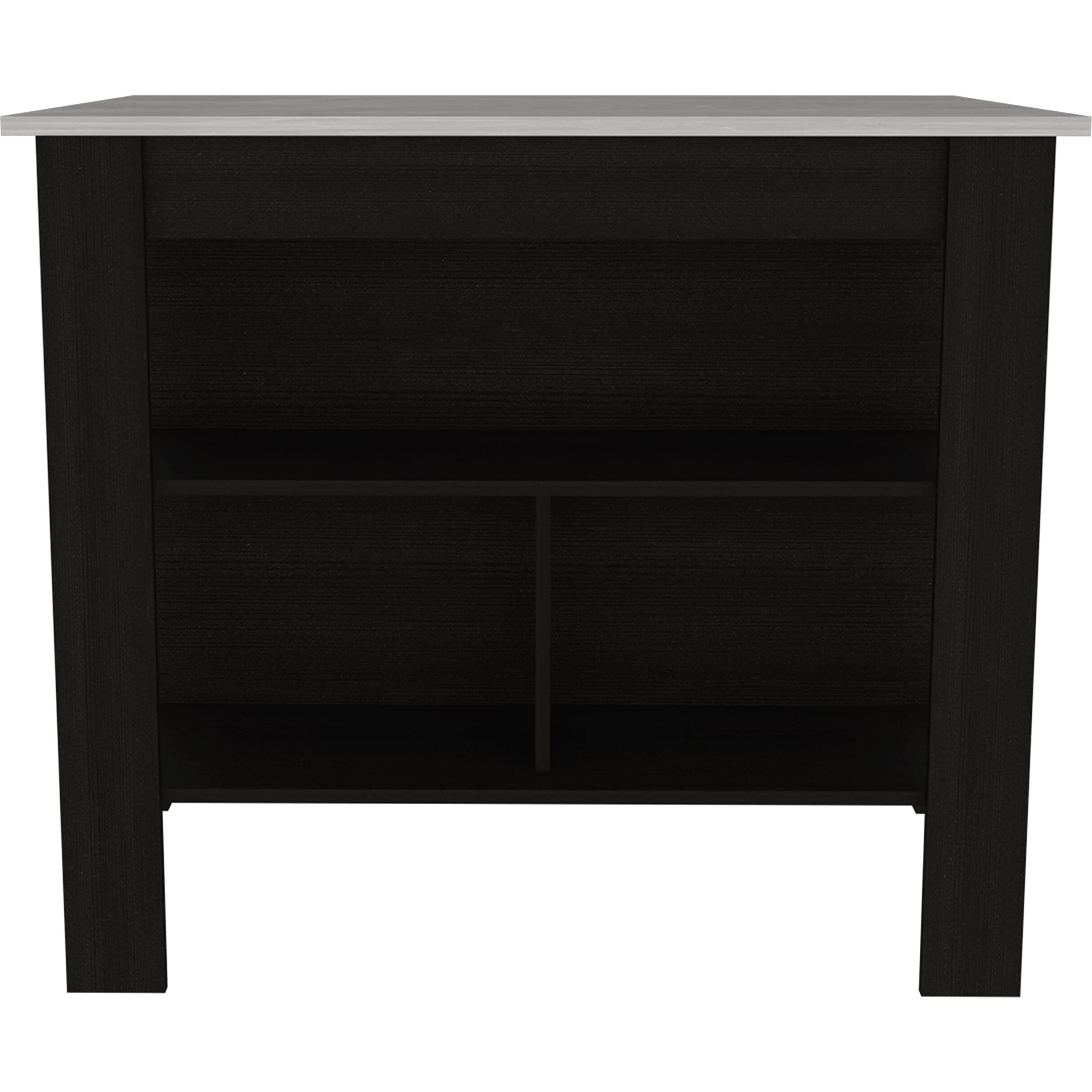 Delos Kitchen Island - Black/Ibiza Marble