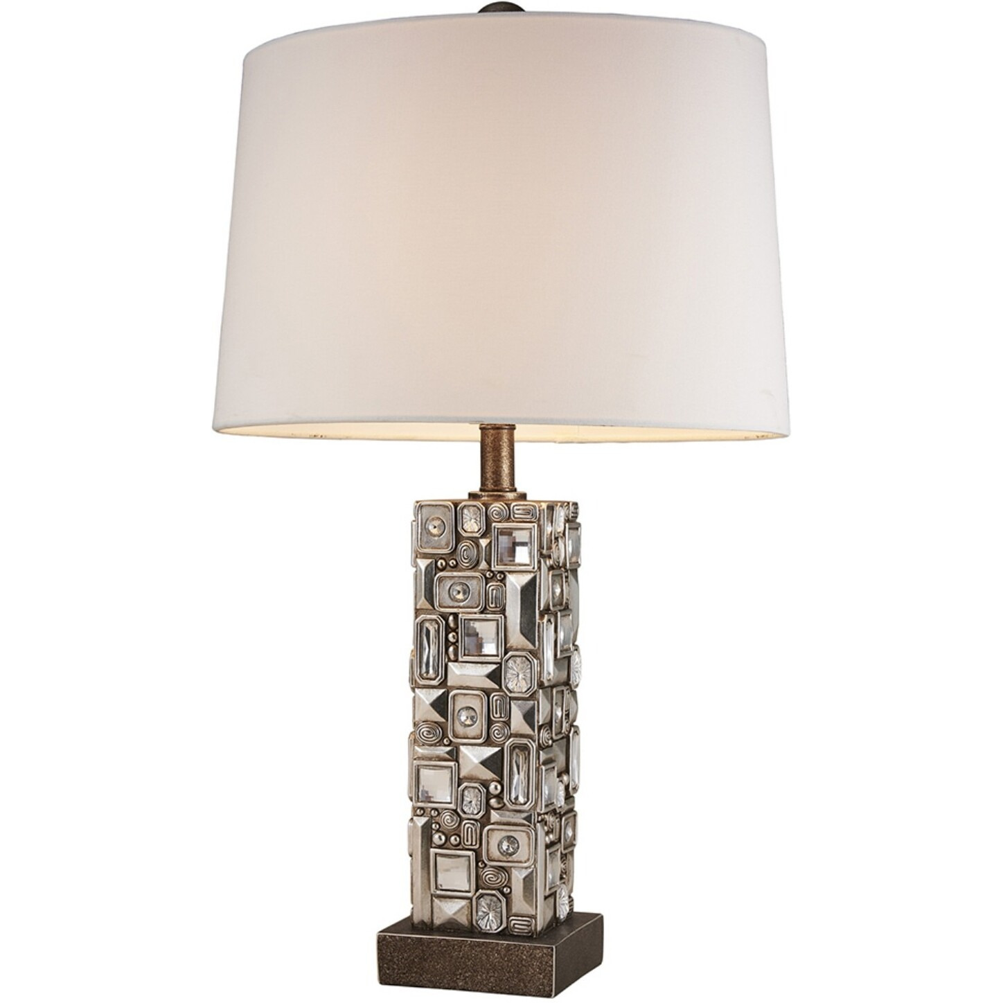 Silver Table Lamp With Abstract Mirror Design