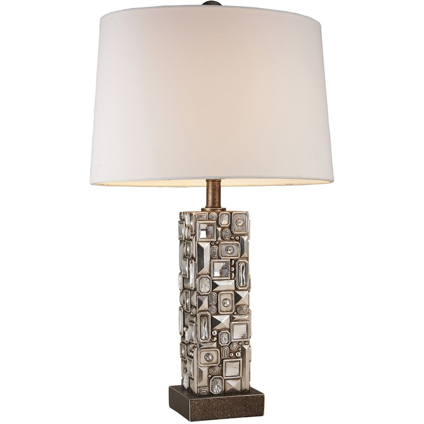 Silver Table Lamp With Abstract Mirror Design