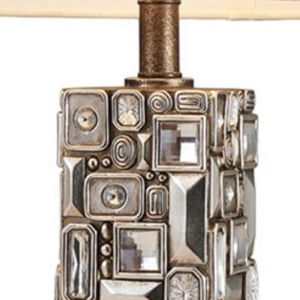 Silver Table Lamp With Abstract Mirror Design