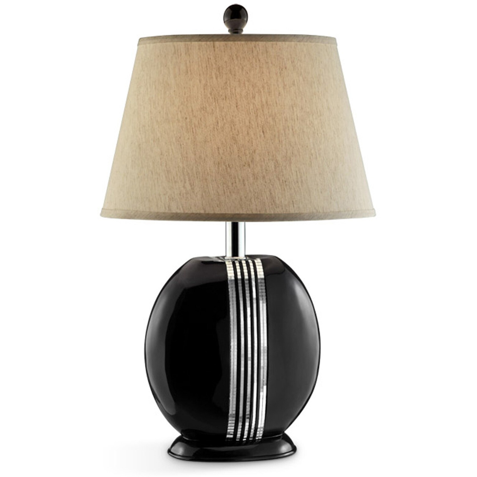 Black Polyresin Lamp With Beige Fabric Shade