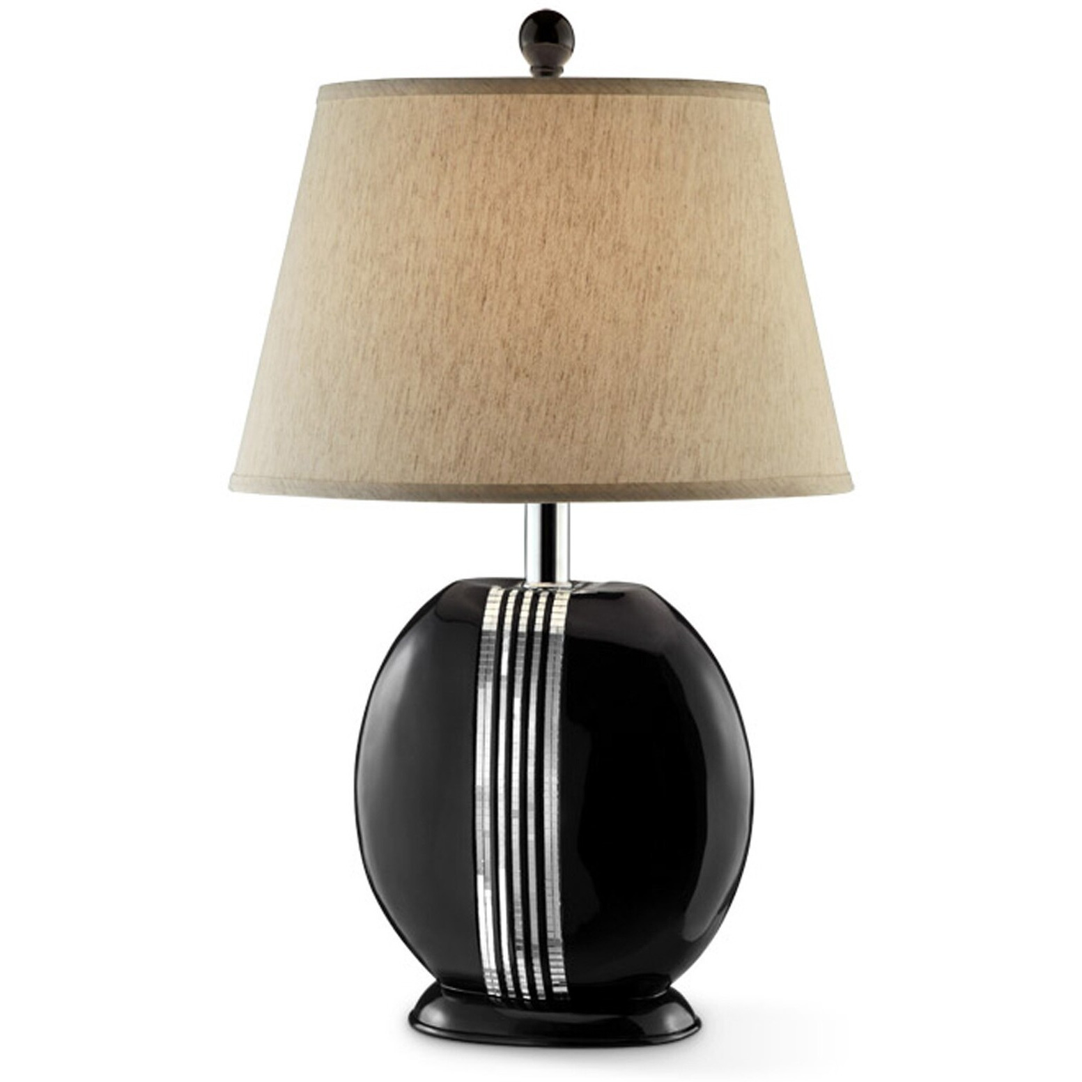 Black Polyresin Lamp With Beige Fabric Shade