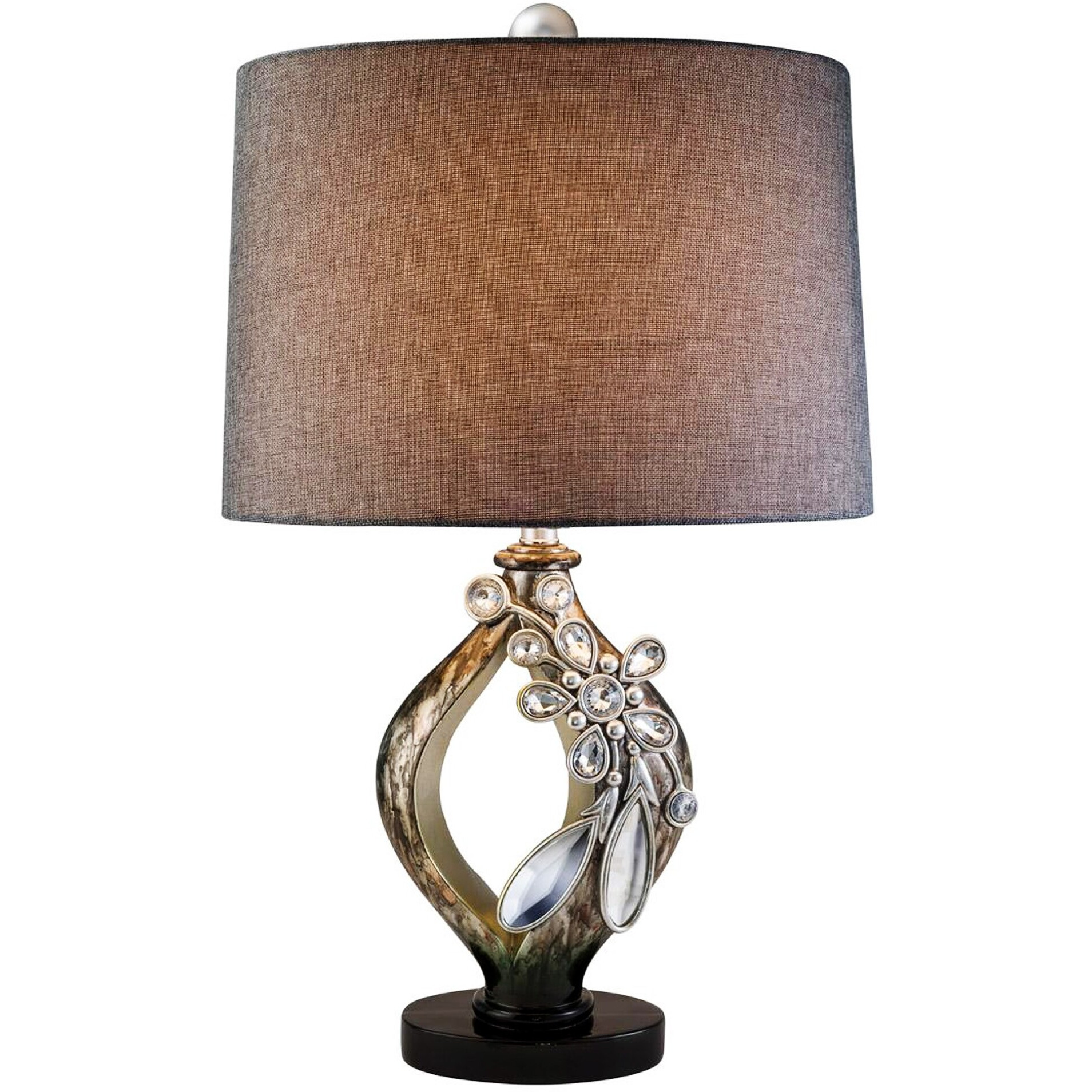 Brown And Gold Faux Crystal Glam Accent Table Lamp