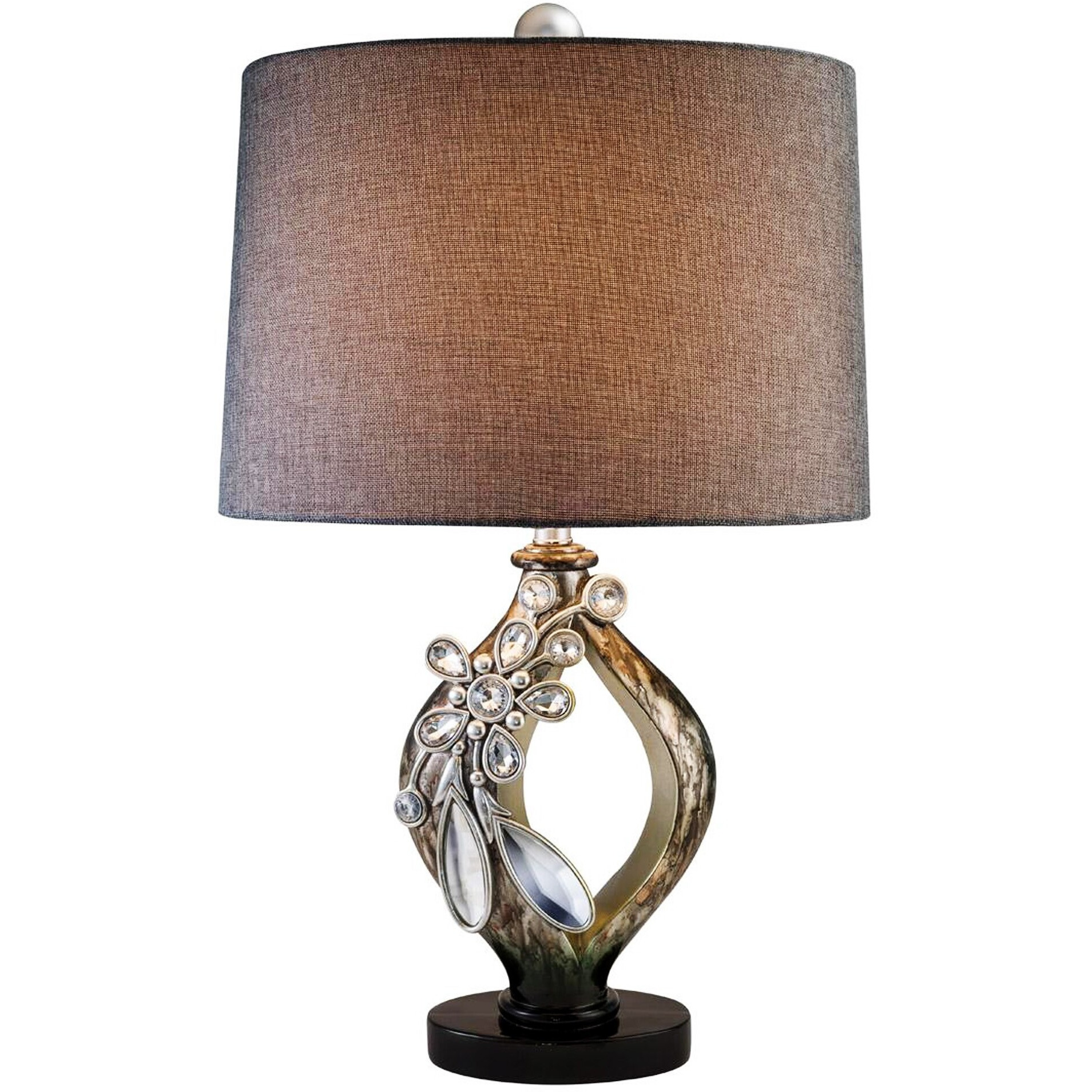 Brown And Gold Faux Crystal Glam Accent Table Lamp