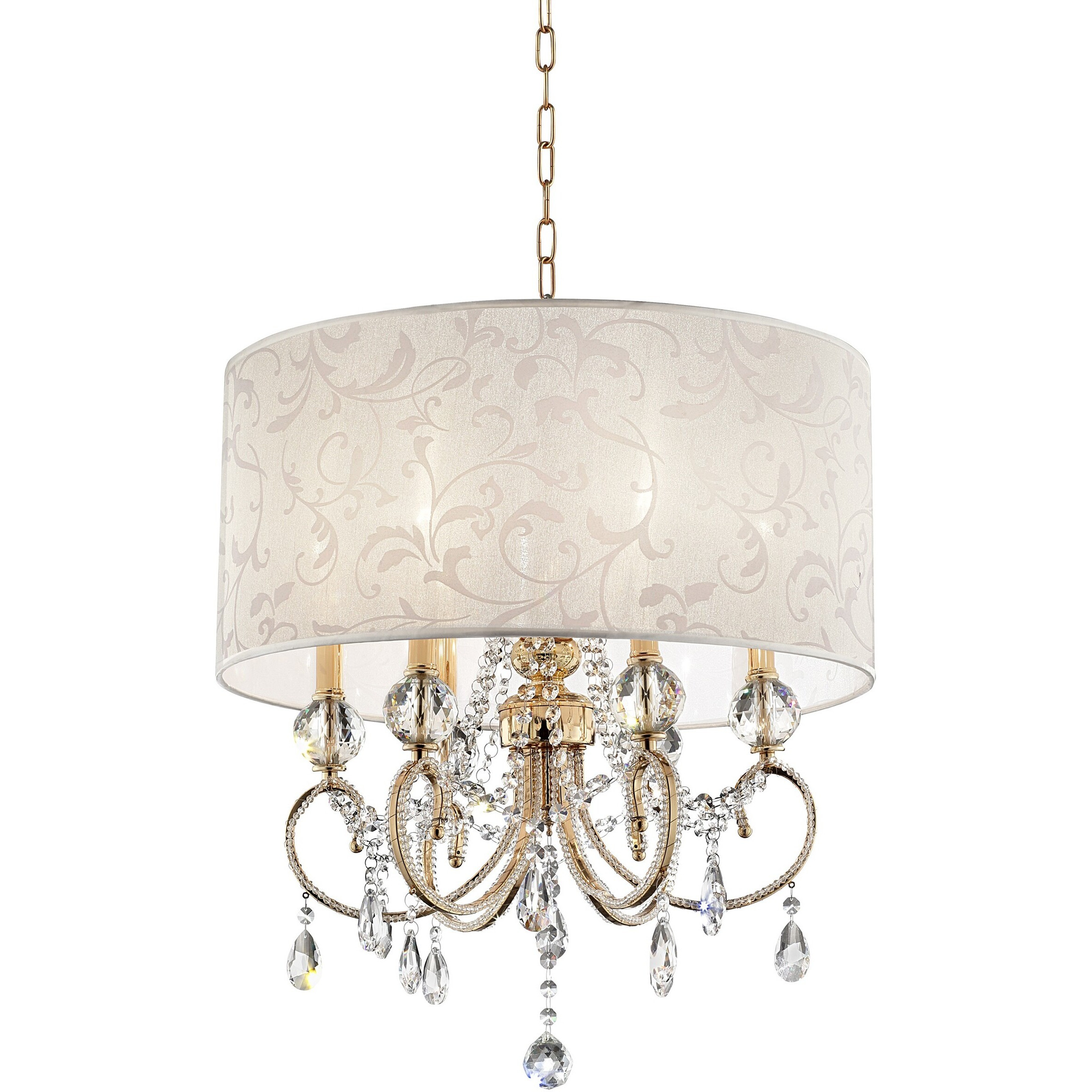 Stunning Brass Gold Finish Ceiling Lamp With Crystal Accents