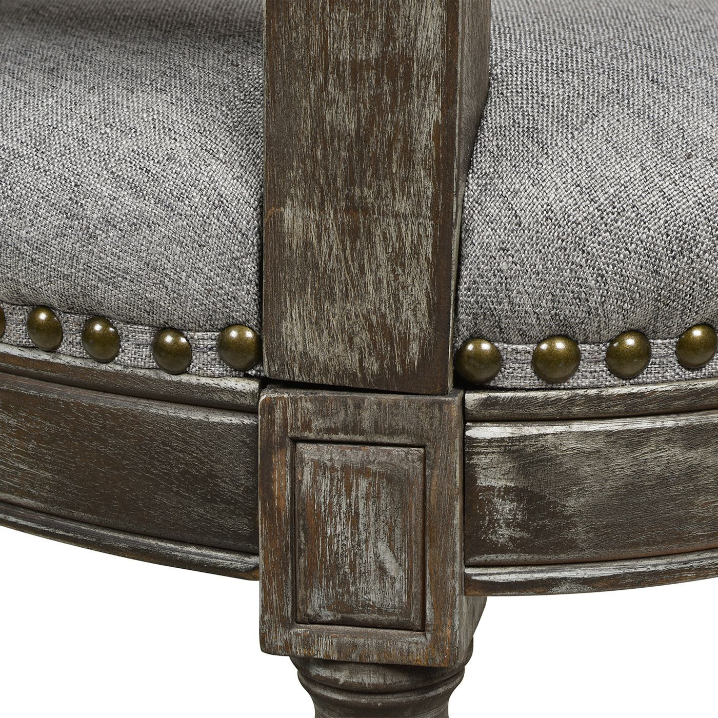 Triomphe Rattan Wicker High Back Armless Counter Bar Stool  Heathered Grey Linen