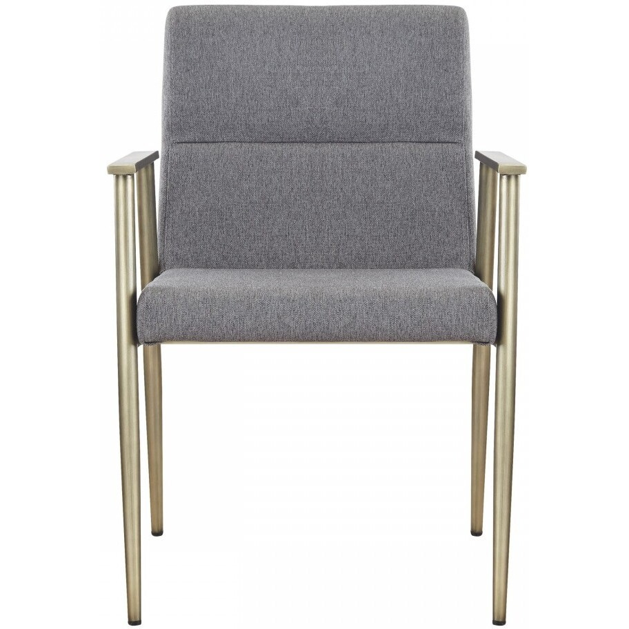 Gray Antique Brass Contemporary Dining Chair