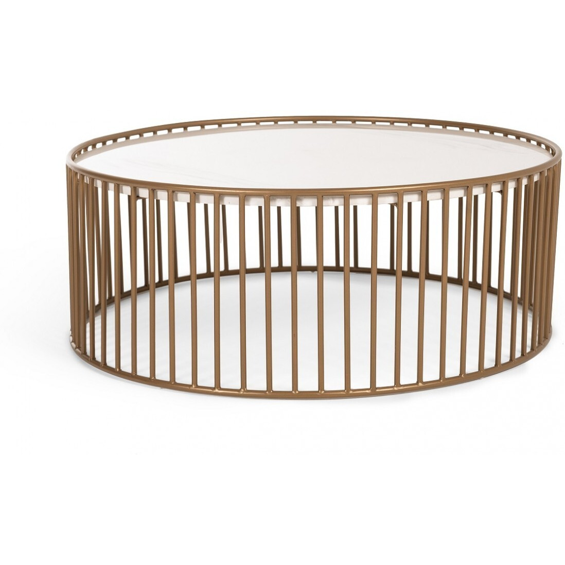 Modern Round White And Gold Faux Marble Coffee Table