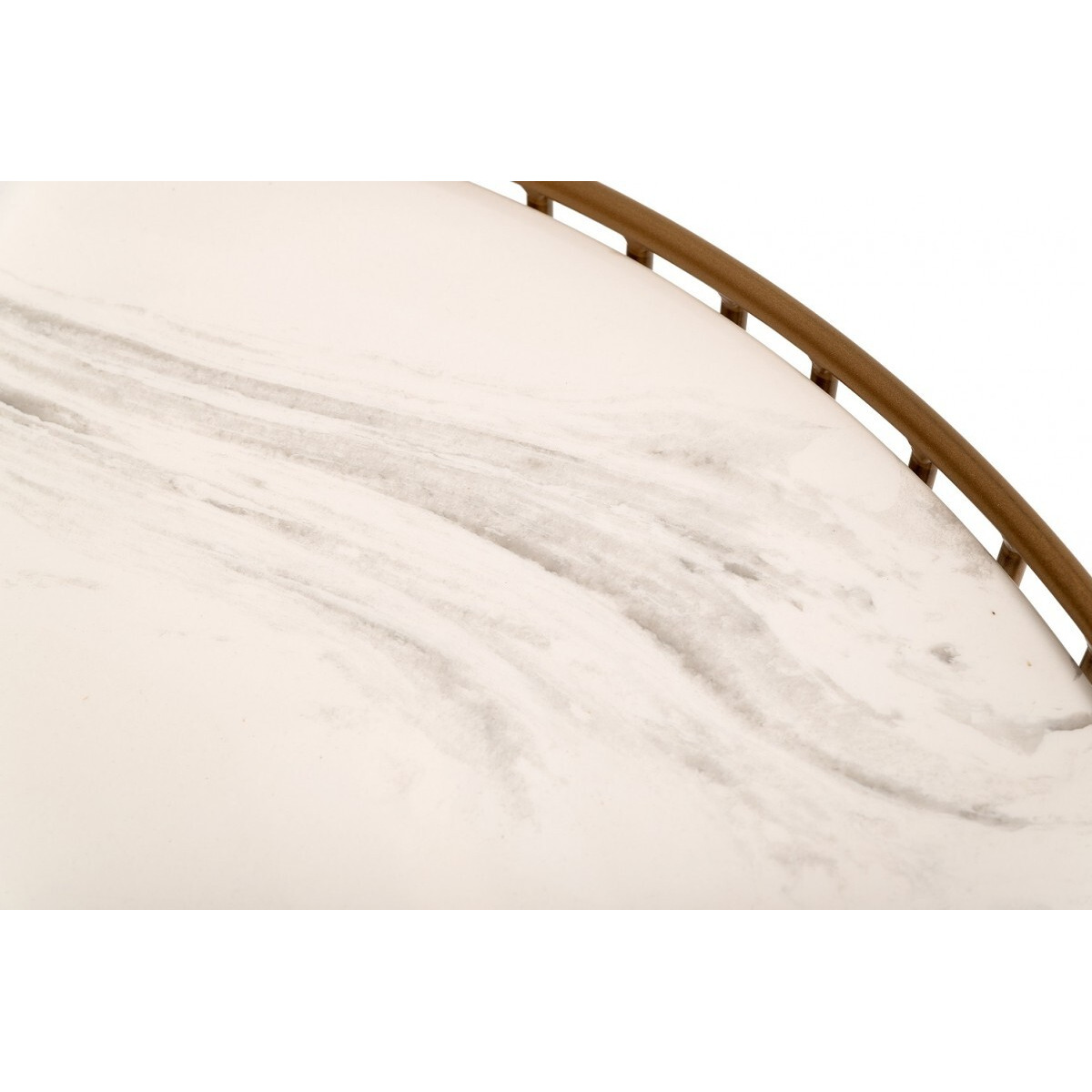 Modern Round White And Gold Faux Marble Coffee Table