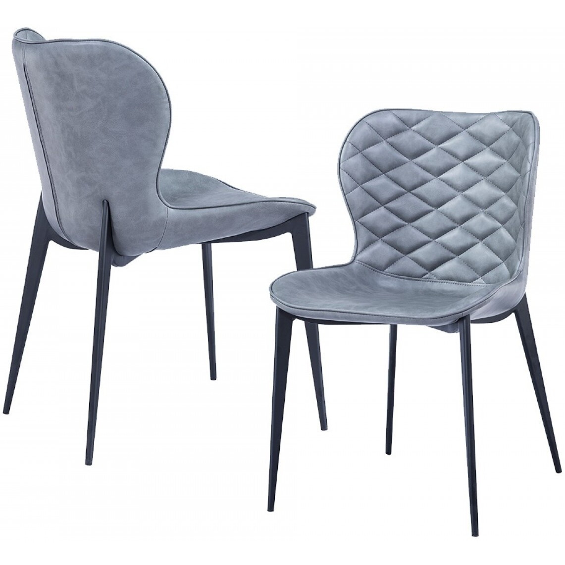 Set Of Two Gray Black Modern Dining Chairs