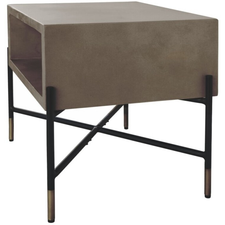 Modern Gray Concrete And Black Metal Coffee Table